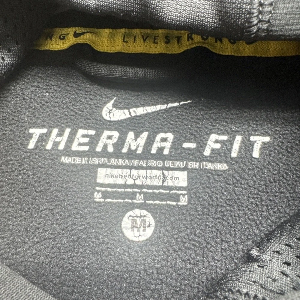 Nike Therma-Fit Livestrong Men's‎ Black Pink Stripe Pullover Hoodie Medium